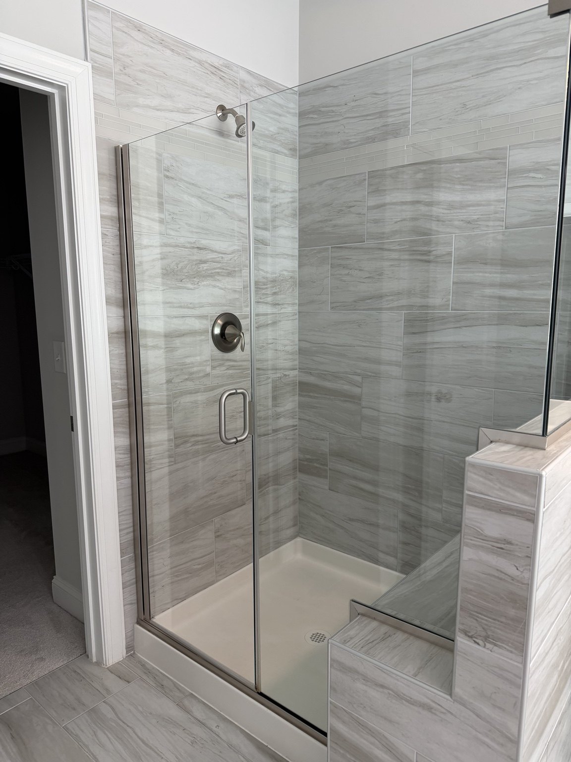Clean Queen NC cleaning work - tiled walk-in shower